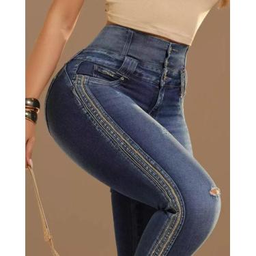 Imagem de Calça Jeans Feminina Pitbull Lançamento Ref 88100, Azul, 46