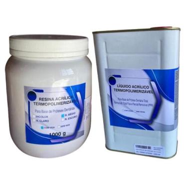 Imagem de Resina Acrilica Termo Polimerizante Incolor ou R.Médio 1 Kg + 1 Lt - W