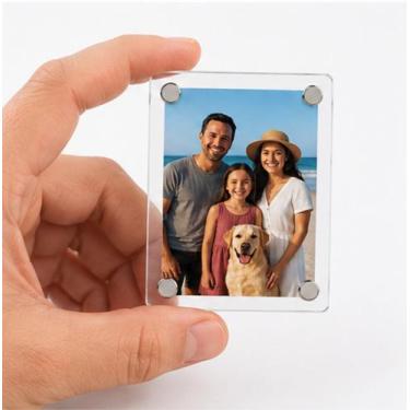 Imagem de Kit 6 Porta Retrato Magnético Acrílico 8x6cm para Fotos na Geladeira -