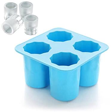 Imagem de Yajun Bandeja de cubo de gelo para bar com 4 grades de silicone para fazer gelo de cozinha, faça você mesmo, molde de copo criativo, 2 peças, ferramenta de frio para o verão, para beber