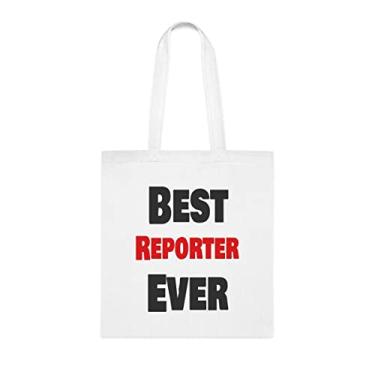 Imagem de Repórter Red Letters Tote bag, Best Reporter Red Letters Ever Tote bag, Repórter Letras vermelhas Presente Repórter Letras Redutíveis Bolsas Repórter, Presente Repórter Letras Redutíveis, Ideia de Presente Cesta de Natal, Branco