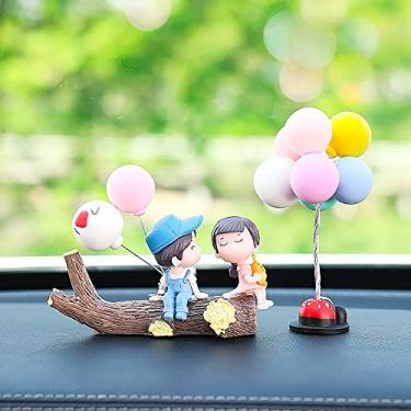 Imagem de Fuvtory Decorações de carro de casal de desenhos animados, ornamentos de balão com tablets de aromaterapia, decorações de carro de desenho animado de cor romântica para decorar carros, bolos, desktops, restaurantes