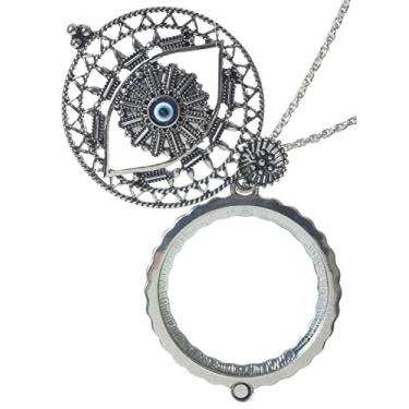 Imagem de Artisan Owl Colar com pingente de lupa com 4 x olho turco deslizante, 76 cm