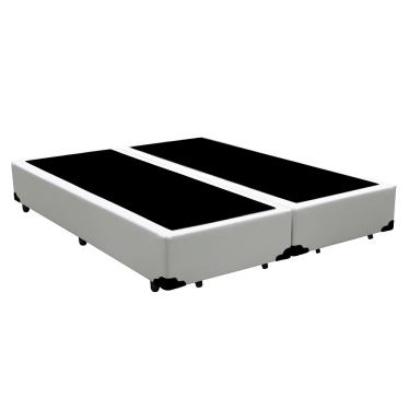 Imagem de Base Box Casal Bipartido Corino Branco - 138x188x40