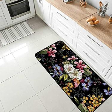 Imagem de Tapete de área confortável colorido de flores silvestres tapete antiderrapante para cozinha, tapete antifadiga para sala de jantar, lavanderia, escritório, corredor, 99 x 50 cm