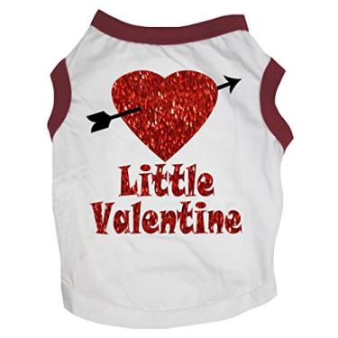 Imagem de Camiseta Petitebella Red Heart Little Valentine para cachorro brancoPetitebella Small vermelho CCGT0180
