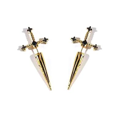 Imagem de Brincos góticos Unix espada cruz cristal punk formato legal gótico punhal parafuso atrás orelha jaqueta para mulheres, homens, meninos, meninas, joia de ilusão de calibre falso, Cristal, Cristal
