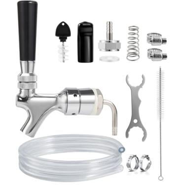 Imagem de Hilangsan Kit de haste de linha de torneira de cerveja Kegerator peças Kegerator conjunto de substituição de dispensador de torre de cerveja de fechamento automático chave de torneira de cerveja ID