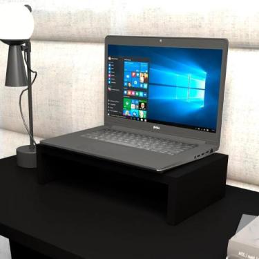 Imagem de Suporte p/ Notebook MDF Mesa Escritório 40cm x 22cm Preto F5 - F5 Offi