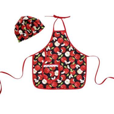 Imagem de Avental infantil com chapéu de cozinheiro maçã - Recanto da Costura