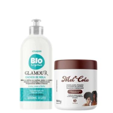 Imagem de Mel Cola 500g +Ativador Cachos de Mola Glamour 300ml Trihair