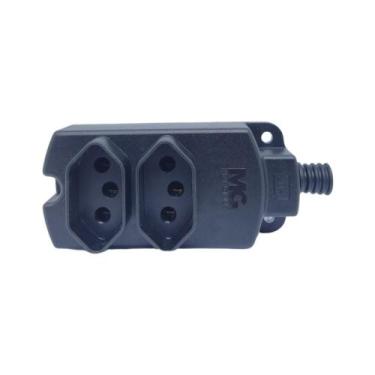 Imagem de Régua de tomadas 2P+T  20A  2 postos Preto - Margirius, Preto