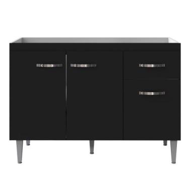 Imagem de Balcão de Pia 3 Portas Gabriela 120 cm Preto Fosco 1869 Sem Tampo AJL 
