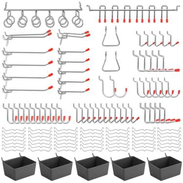 Imagem de Pegboard, 114 Peças de Ganchos de Pegboard Sortidos, Ganchos de Placa de Pinos para Pendurar Ferramentas com 5 Caixas, Organizador, Peg Board, Pegboard Painel, Organização de Ferramentas