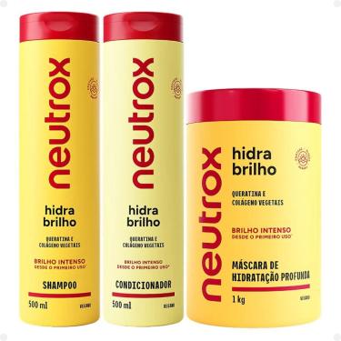 Imagem de Kit Neutrox Hidra Brilho: Shampoo, Condicionador 500ml e Máscara 1Kg