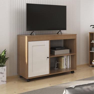 Imagem de Rack Para 42 Pol 1p 91 Cm Com Rodízios Cinamomo Off White Arly Cinamomo Off White