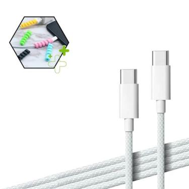 Imagem de Cabo Usb C Trançado Quick Charge Compativel Com iPhone 16 15 Android S