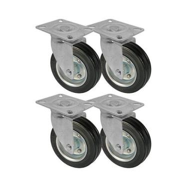 Imagem de Kit 4 un roda rodízio giratório borracha maciça 3 pol - AJAX