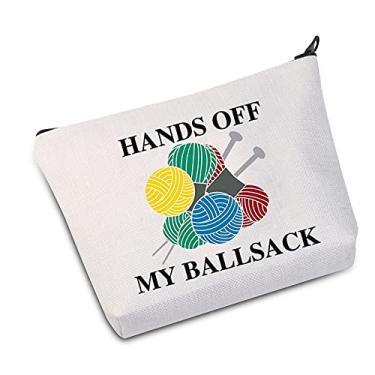 Imagem de JXGZSO Knitter Gift Hands Off My Ballsack Bolsa De Tricô Amante Fios Crocheter (Hands Ballsack)