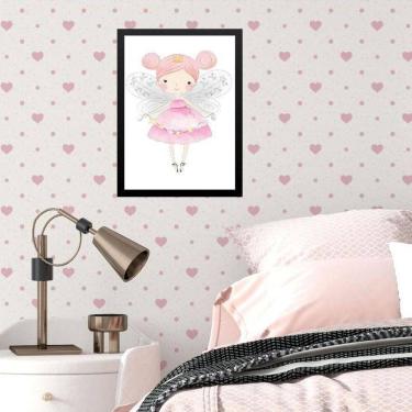 Imagem de Quadro Infantil Menina Fadinha Princesa 45X34Cm - Com Vidro