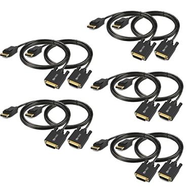 Imagem de Cabo Displayport para DVI de 1,8 m, pacote com 10, porta de exibição UKYEE (DP) para cabo adaptador DVI macho para macho compatível com computador, laptop, PC, monitor, projetor, HDTV - preto