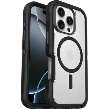 Imagem de OtterBox Capa para iPhone 16 Pro Defender Series XT (transparente e preta) Proteção contra quedas de grau militar, MagSafe, capa protetora à prova de choque, ajuste fino com bisel elevado, embalagem