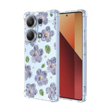 Imagem de EUAGVQY Capa para XiaomiRedmi Note 13 Pro 4G Poco M6 Pro, estampa floral violeta transparente à prova de choque, capa protetora de silicone macio TPU para XiaomiRedmi Note 13 Pro 4G, flor violeta
