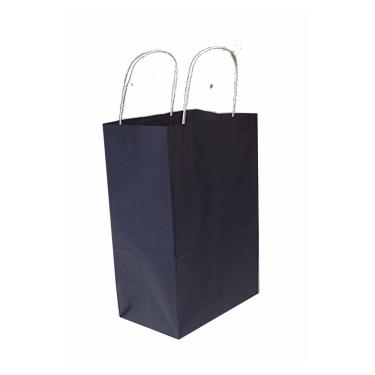 Imagem de Sacola Papel Kraft Preto Alça Papel Torcido 18x25x8 cm 25 un