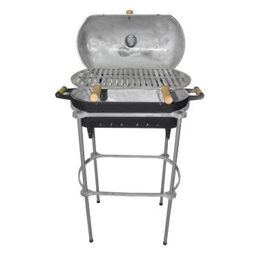 Imagem de Churrasqueira Alumínio Fundido a Bafo Preta Pé e Suporte