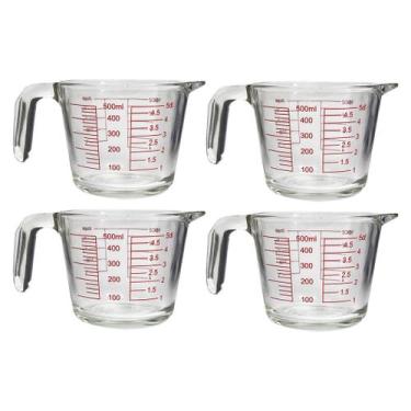 Imagem de Jarras Medidoras 500ml Graduada Alça E Bico Resistente Com 4 Unidades 