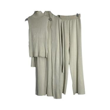 Imagem de Conjunto de Agasalho Feminino Confortável - 3 Peças em Malha com Cardi