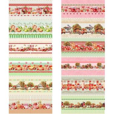 Imagem de Tecido Tricoline Digital 100% algodão - Barrado 55x75 cm cada - Maçãs 