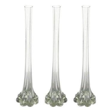 Imagem de Vaso Decorativo Pequeno, Kit 5 Vaso Solitário Vidro Decoração de Mesa Enfeite para Flor Festa Casamento(20x5x2.5cm)