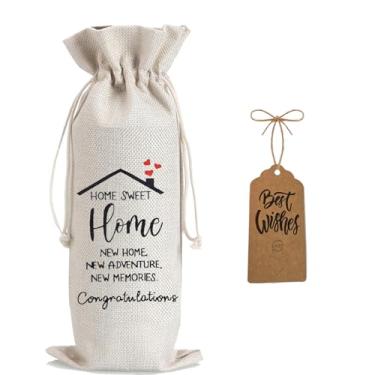 Imagem de Julont 1 bolsa de vinho para casa nova, presente perfeito para novos proprietários, presente de corretor de imóveis para clientes, nova bolsa de vinho para amigos, com 1 cartão de bênção Kraft e corda