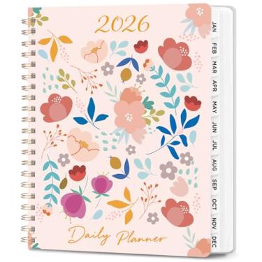 Imagem de Oucaru Agenda diária 2026, caderno espiral A4 com calendário mensal e programação horária para definição de metas, agendamento de agendamento, caderno de produtividade de 21,5 x 28 cm para trabalho e