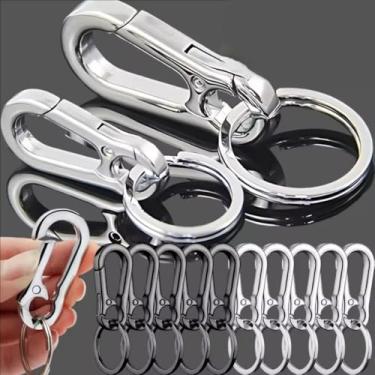 Imagem de Porta-chaves com fivela de cabaça gancho de escalada de aço inoxidável para carro forte em forma de mosquetão chaveiro de liga de zinco acessórios, 4 peças - prata, 4.8*2.3cm