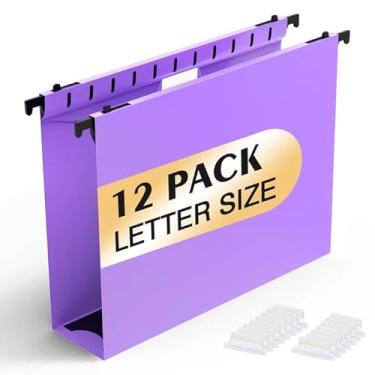 Imagem de Shutex Pastas de arquivo de plástico com capacidade extra, pacote com 12 pastas suspensas reforçadas, expansão de 5 cm, pastas de armário de arquivo de plástico, tamanho carta, projetado para arquivos