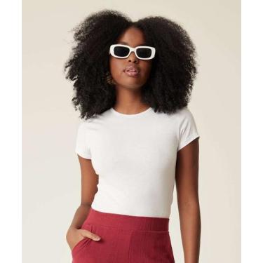 Imagem de Blusa Feminina Básica Cotton Manga Curta Marisa-11041, Off white, GG
