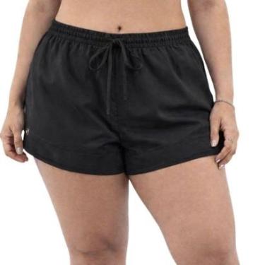 Imagem de Short Tactel Feminino Plus Size Cós Elástico com Cordão Leve Confortável-Feminino