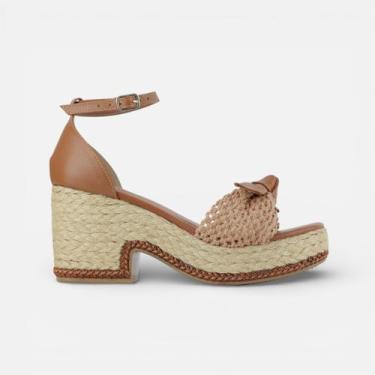 Imagem de Sandália Bloquinho Lucélia em Couro e Corda Caramelo, 38