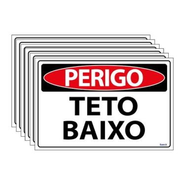 Imagem de Combo 6 Placas De Sinalização Perigo Teto Baixo 30x20 Ecom IA - SP58 F