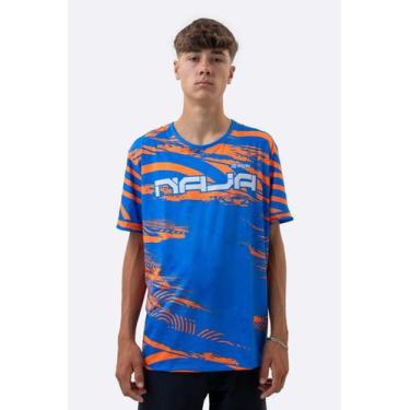 Imagem de Camiseta Masculina HUPI Bike Naja V10 Azul e Laranja, Azul, Laranja, M