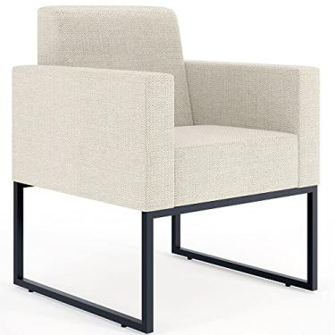 Imagem de Poltrona Decorativa Sala Estar E Recepção Base Fixa De Metal Helô L02 Linho Champanhe - Lyam Decor