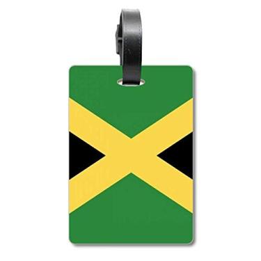 Imagem de Bandeira nacional da Jamaica, país da América do Norte com etiqueta para bagagem e cartão de bagagem