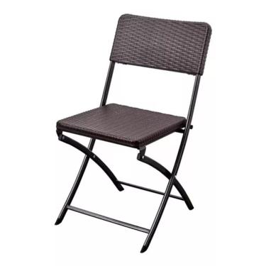 Imagem de Cadeira Dobrável Aço Em Rattan Jardim Varanda Area Externa