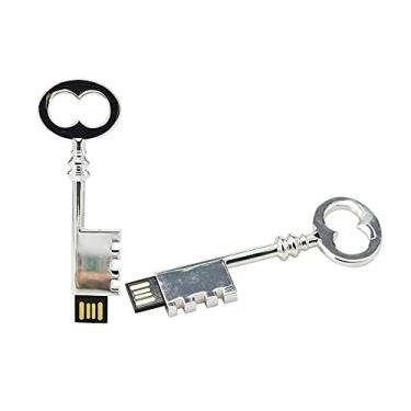 Imagem de 16 GB de metal em formato de chave USB 2.0 Flash Drive Pen Drive Pen Drive USB Stick USB Drive Flash Disk Pen Drive USB Stick U Disk PenDrive (prata)