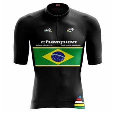 Imagem de Camisa de Ciclismo Masculina Manga Curta Champion Brasil Proteção UV Slim Confortável Pro Bike (BR, Alfa, GG, Regular, Champion Brasil)