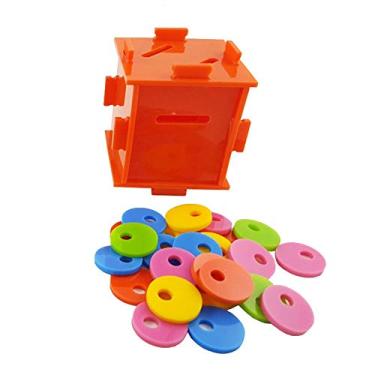 Imagem de Hypeety Caixa de moedas de separação de cor de papagaio pássaro brinquedos de treinamento de inteligência para arara-papagaio cinza africano cacatua calopsita brinquedo de desenvolvimento de