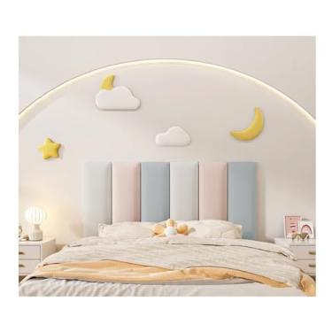 Imagem de JINMLBO Enchimento de parede anticolisão 3D para crianças, adesivos de parede autoadesivos de 3 cm de espessura para quarto, casa, sala de estar, sala de jogos, painéis de parede à prova de som (rosa,