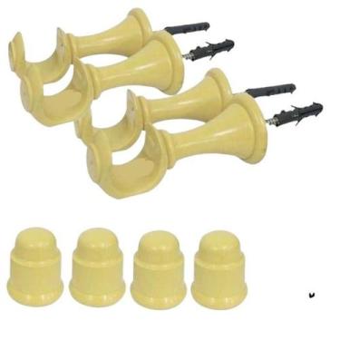 Imagem de Kit 4 Suporte Para Varão Cortina Com Ponteira 28Mm Marfim - Geral